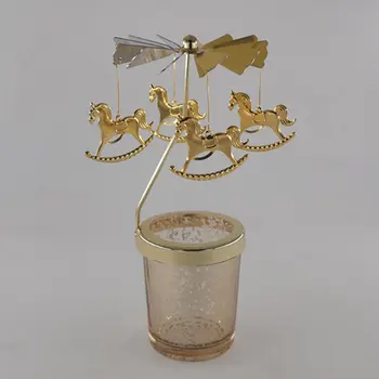 

Rotating Glass Candlestick Rotating Transfer WindmillCarousel Gold