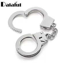 Dalaful Mini Formato Manette Keychain Portachiavi In Metallo Creativo Modello di Simulazione Per La Chiave Dell'automobile Anello Della Catena Regali Supporto K363