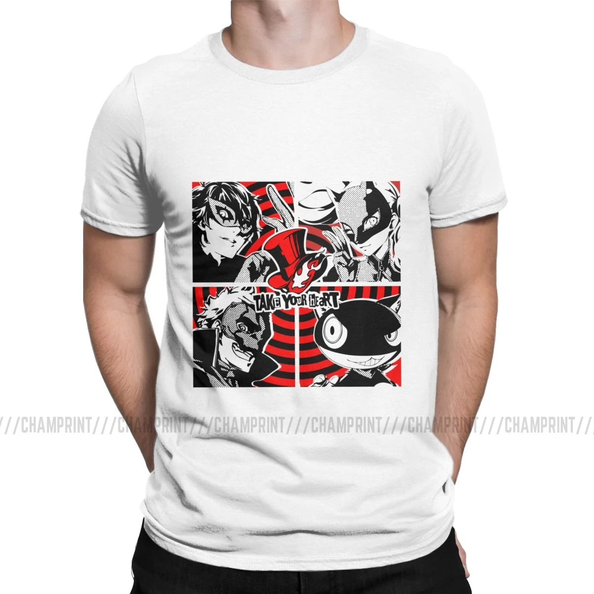 Мужская футболка «The Most Wanted Phantom groves Of Hearts Persona 5», хлопковая футболка с коротким рукавом, 6XL - Цвет: Белый