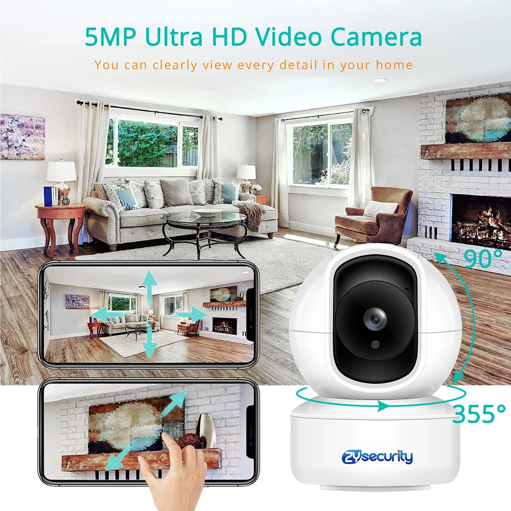 5MP Wifi Surveillance Cameras Indoor Humanoid Tracking PTZ Smart