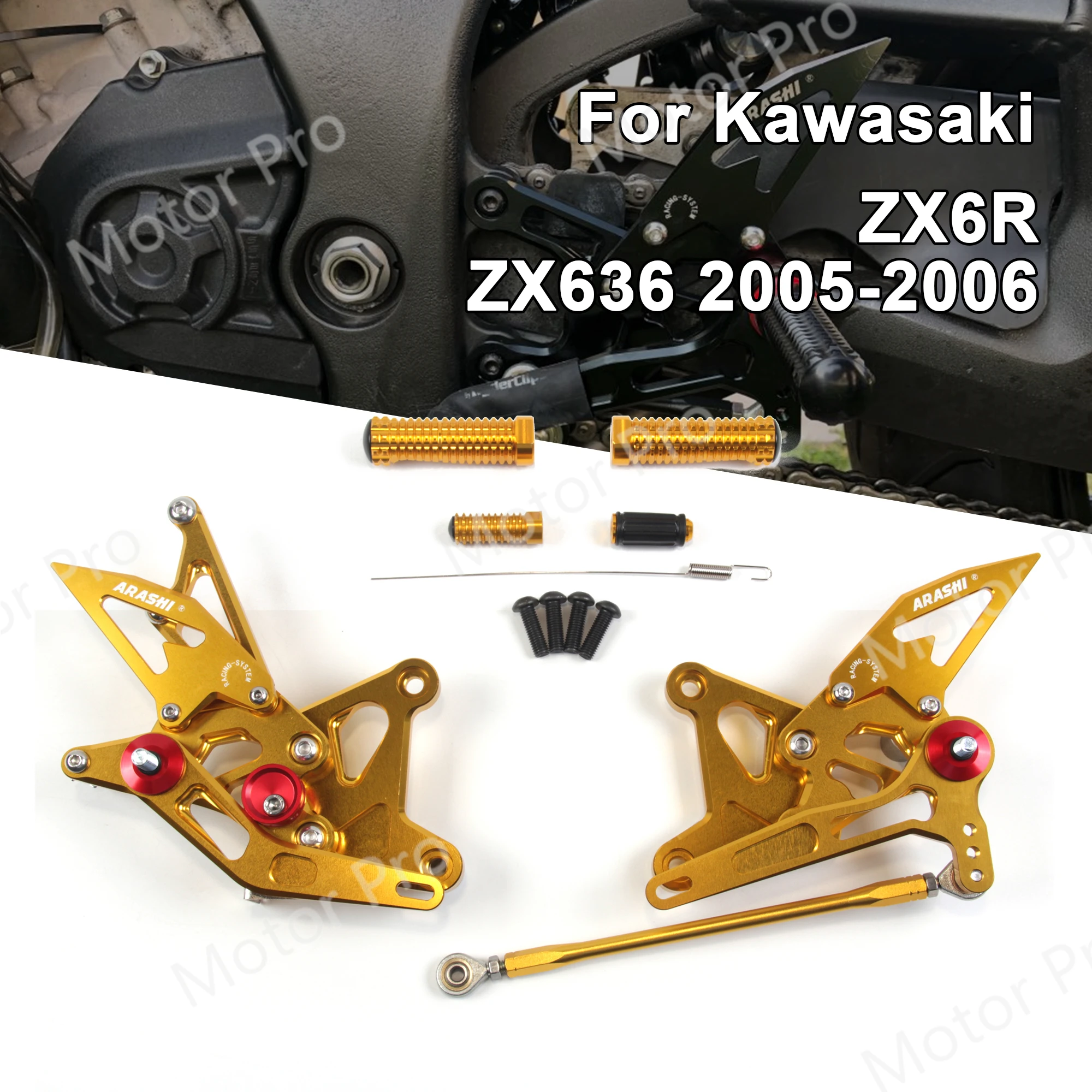 Регулируемые ножки для KAWASAKI NINNJA ZX6R 2005 2006 аксессуары мотоциклов Peg Rearsets Pedal ZX-6R ZX636