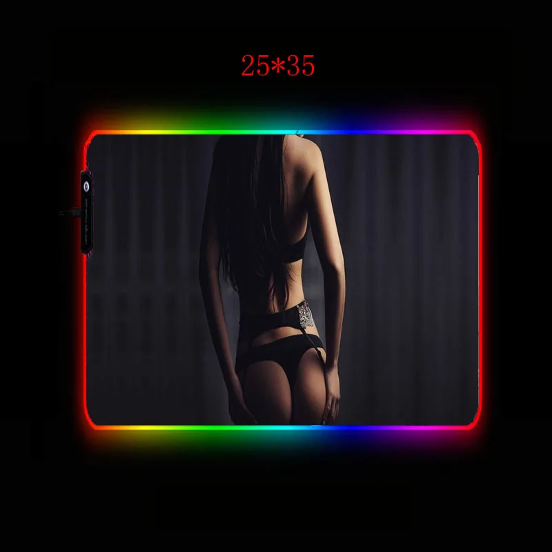 Mairuige сексуальная девушка задница RGB игровой коврик для мыши большой коврик для мыши светодиодный Коврик для компьютерной мыши с подсветкой для геймера офисный ПК настольный коврик Mause Pad
