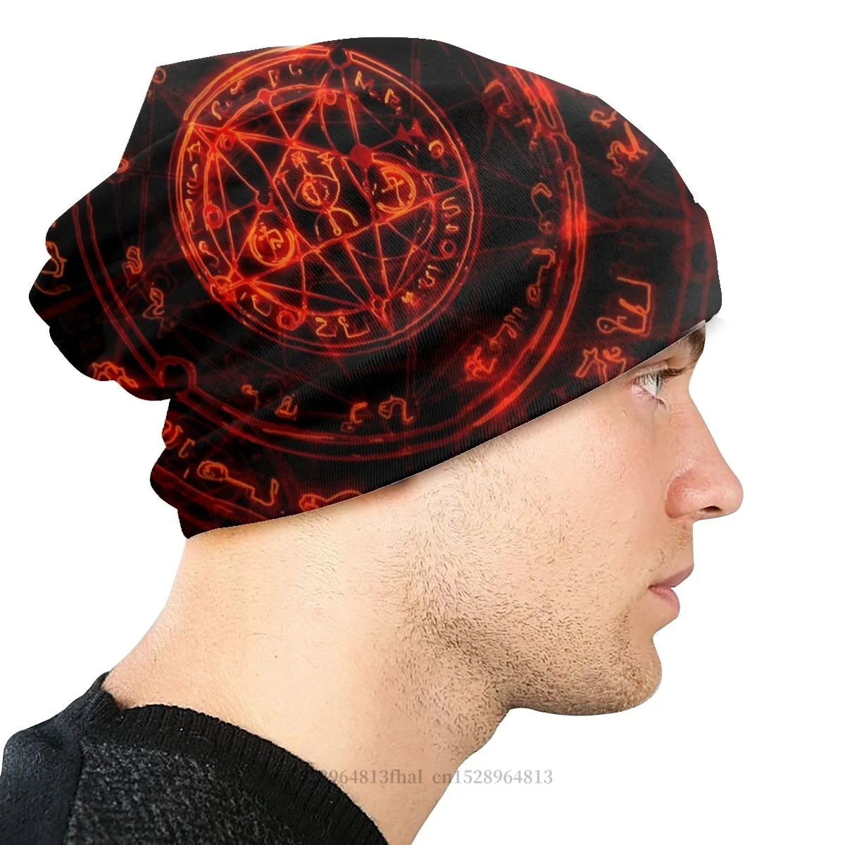 Goth Gothic Devil Skullies Beanies Caps Baphomet Knitted Hat Winter Warm Bonnet Hats Men Women\'s Hip Hop Ski Cap