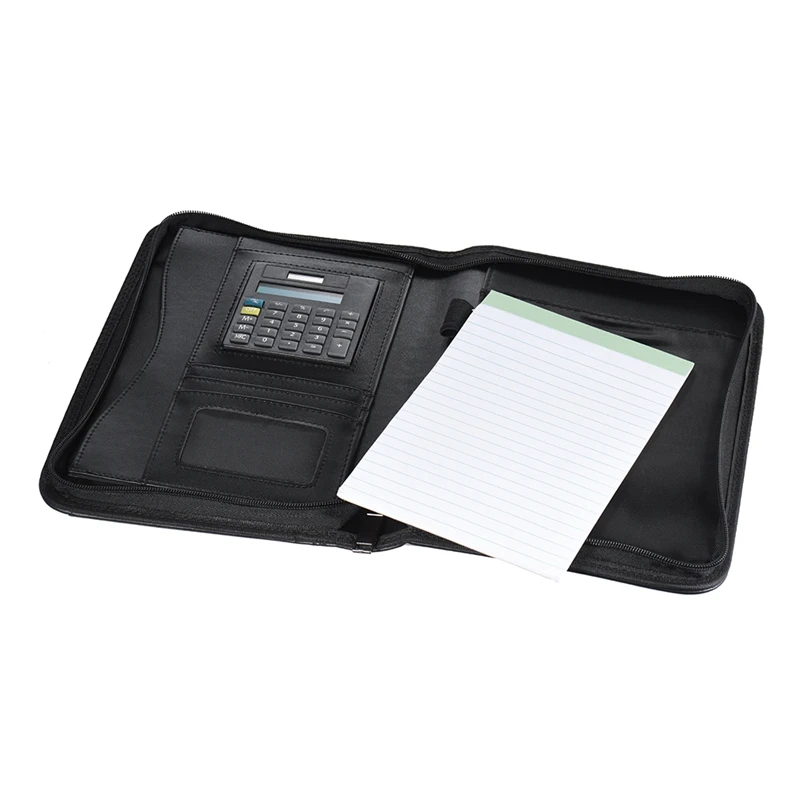 Padfolio из искусственной кожи A5 Портативный Бизнес Портфель папка с калькулятором для деловых людей или интервью