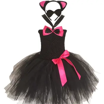 

Toddler Girls Cat Cosplay Costume Set Tulle Tutu Dress Ears Headband Bowtie Tail