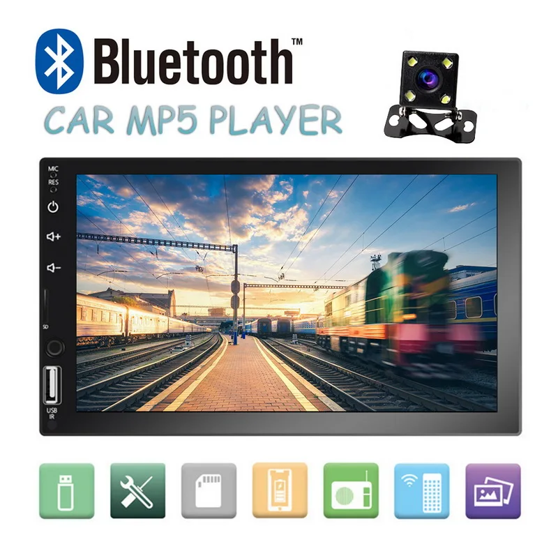 2 DIN автомобильное радио-зеркальная связь(для телефонов Android) емкостный сенсорный экран " MP5 Bluetooth USB TF FM камера мультимедийный плеер 2din