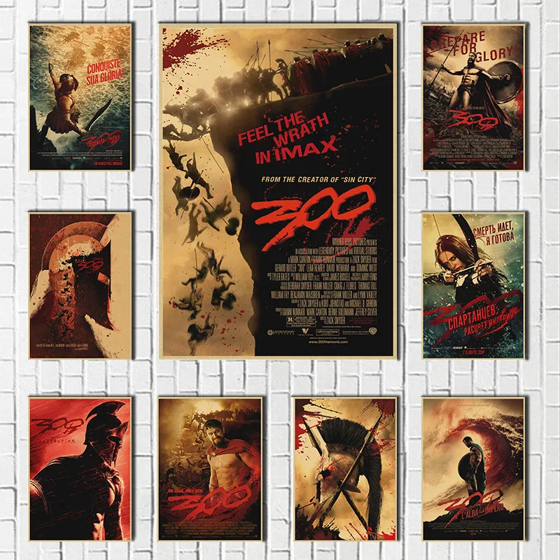 300 Spartan "Movie Kraft Paper Poster Guerra Storica Stampe D'Arte Poster Decorazioni Murali Per La Casa Immagini
