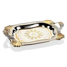 Роскошный серебряный поднос белый кабошоны Auriferous среднего Size-M475-2AB