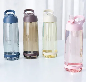 

10pcs 550ml 850ml 1000ml Outdoor Portable Sports Water Bottle with Handle Plastic Straw Cup BPA Free WB1890