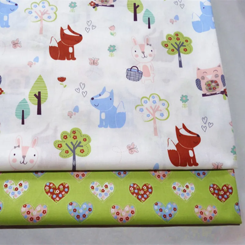 Ткань для детской стеганой хлопковой одежды с героями мультфильмов, бязь, детская одежда, ручная одежда, юбка из хлопка, не флуоресцентная ткань, любовь, животное