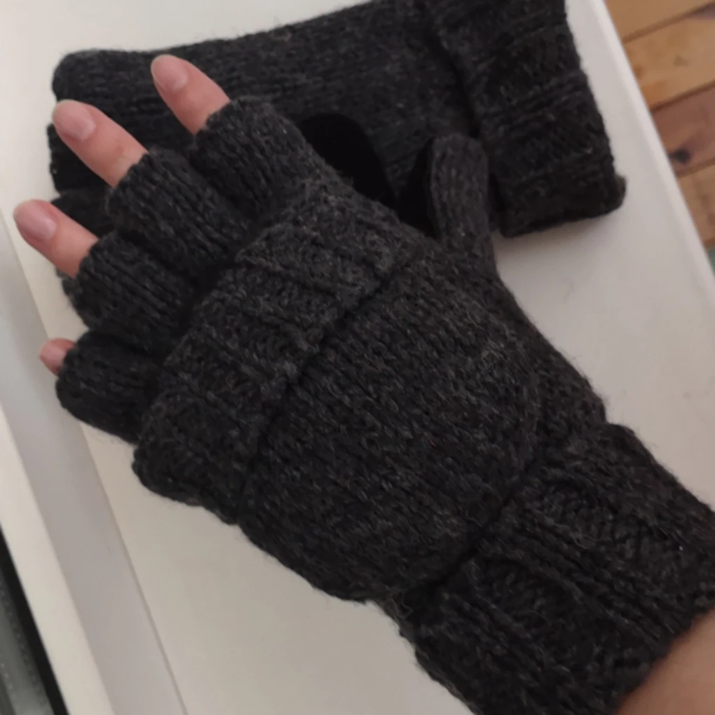 Unisex Winter Fliptop Gloves Fingerless Pop-top Convertible Knit Cycling Warm Keeping Gloves