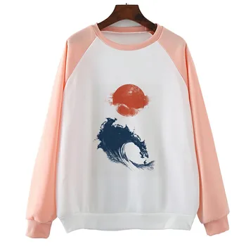 

Monster Wave Ink Painting Hoody Girls Sweatshirts Print Hoodies Man/Women Casual Tee Hoody Girls Clothing