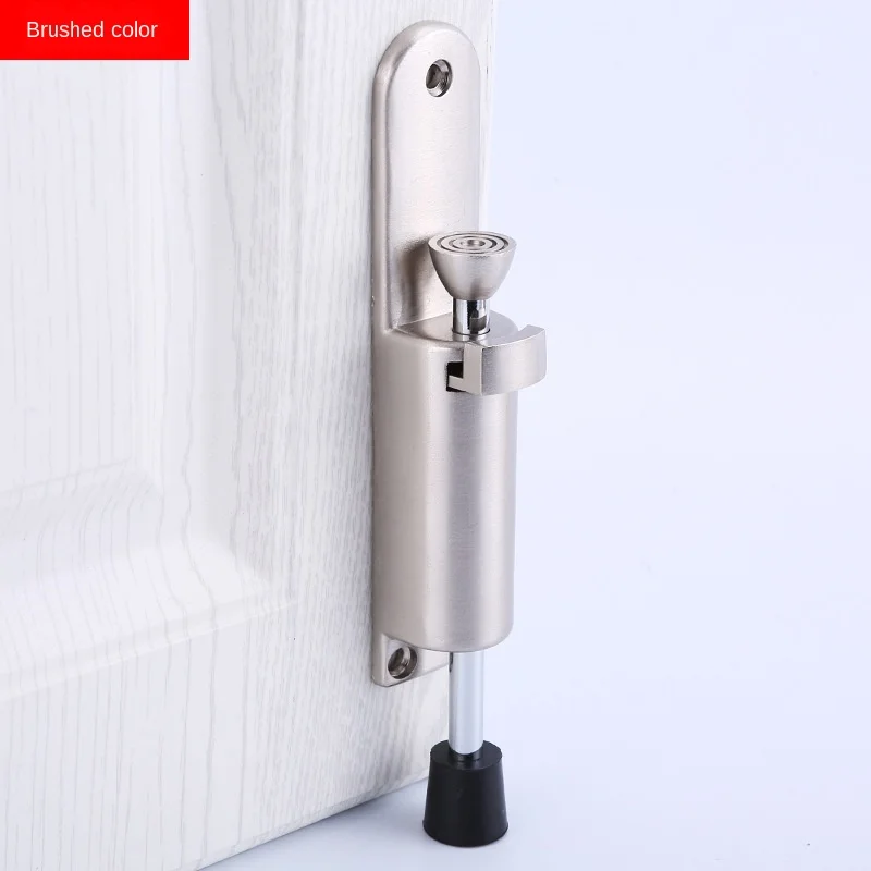 Polished Stainless Steel Zoo Hardware Stainless Steel Concealed Fix Cylinder Pattern Wall/Skirting Mounted Door Stop without Rose 74mm Projection