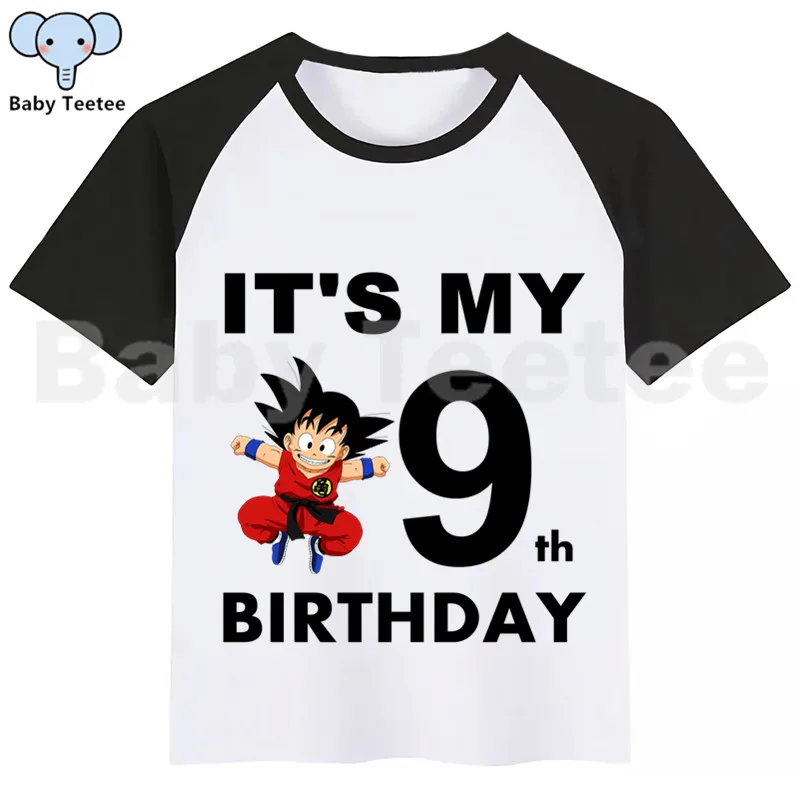 Футболка для мальчиков и девочек с принтом «Жемчуг дракона», «Гоку», «японское аниме», «День рождения», детская одежда для дня рождения, детская одежда, футболка для дня рождения