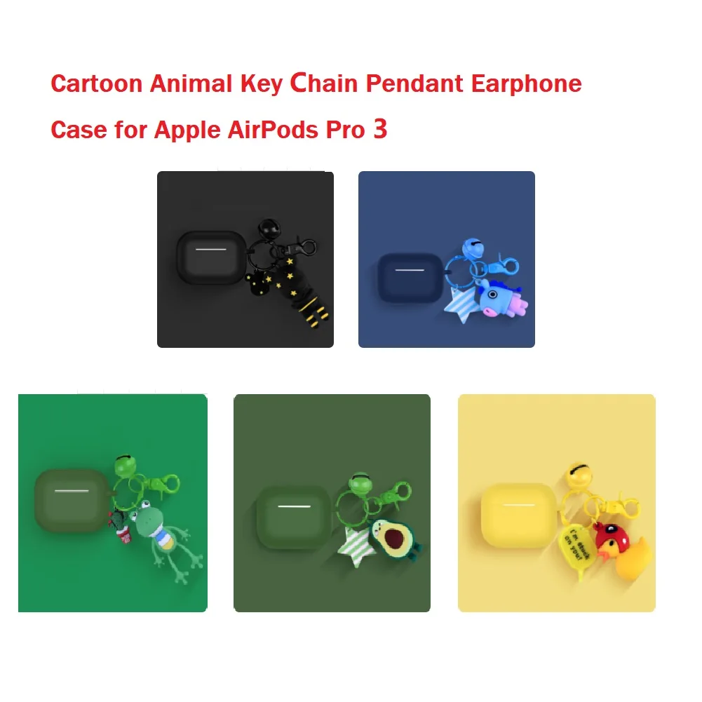 3D мультфильм кулон чехол для наушников для Apple AirPods Pro милые животные брелок Крюк Bluetooth гарнитура зарядная коробка силиконовый чехол