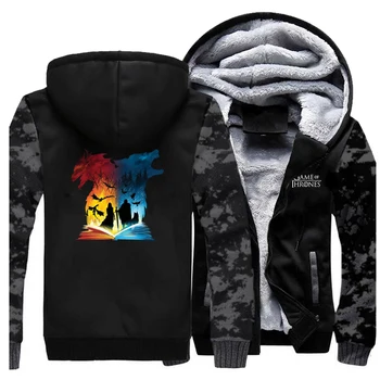 

Game of Thrones Thick Warm Hoodies Sweatshirt Mens Jacket Winter Fleece Men Coat Harajuku Streetwear Fashion Camouflage Hoodie