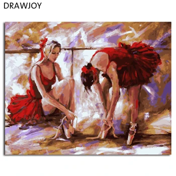

DRAWJOY Framed Ballet Girls DIY Painting By Numbers Wall Art For Living Room Canvas Oil Painting For Home Decor 40*50cm