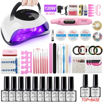 

Professional Nail Kit Polygel Set With 120w Nail Dryer LED UV Lamp For All Gels Manicure Sets Full Nail Tools For Salon Home Use