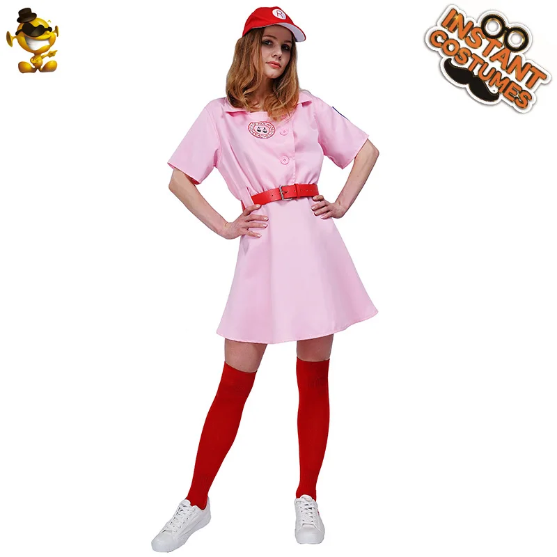 

New Halloween Rockford Peaches Baseball Costume Role Play Women Sport Baseball Dress Party Costume