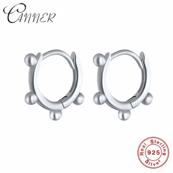 

CANNER Minimalist 925 Sterling Silver Tiny Beads Stud Earrings Delicate Small Hoop Cartilage Helix Piercing Earrings Party Gift