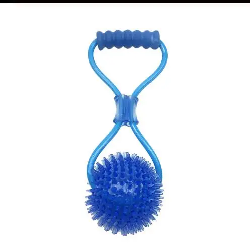 Многофункциональная домашняя молярная укуса резиновая игрушка для собак Жевательные Шарики для чистки зубов безопасная Эластичность Мягкая присоска интерактивная игрушка мяч с веревкой - Цвет: Тёмно-синий