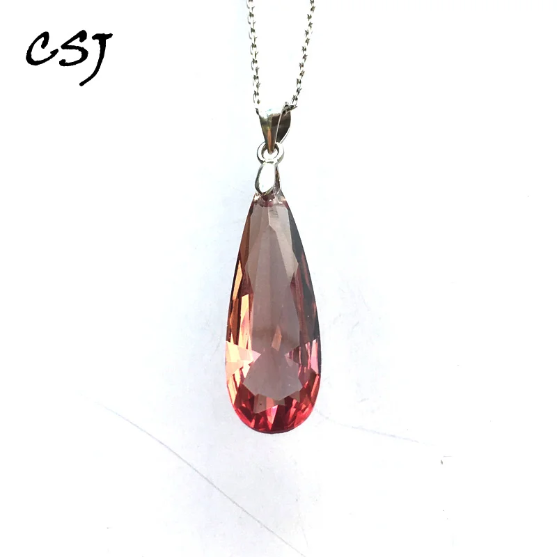 Zultanite Pendant Sterling 925 Silver Pear10*30mm Created Sultanite Necklace Fine Jewelry Women Wedding Party Gift Pendant Necklace Silver Pendant