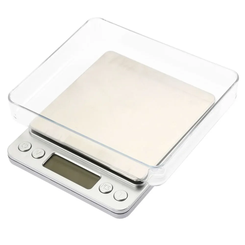 Digital Scale Stainless Steel 3kg 0.1g I2000 Jewelry LCD Display Portable Bar with Tray Platform Weighing Tool Mini Scale