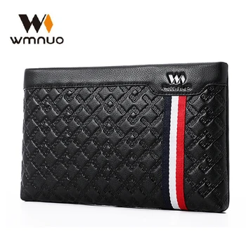 

Wmnuo 2020 Brand Clutch Wallets Men Casual Hand Bag Men Genuine Leather Soft Contrast color Male Bag Large Capacity Men Purse