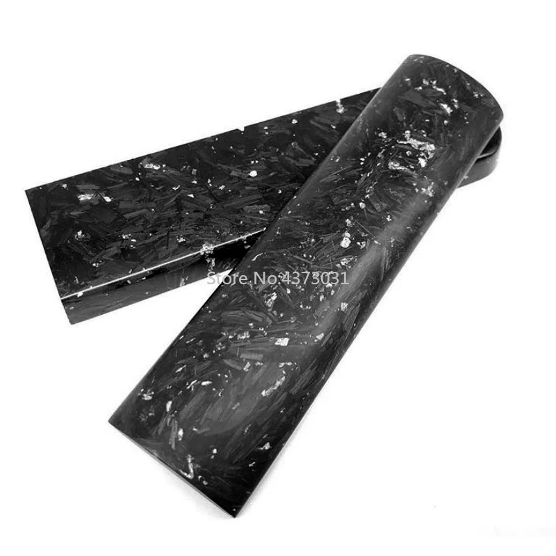 2 шт. CF углеродное волокно черный мрамор со смолой для рукоделия ножей материал серебряная фольга Порошковая компрессионная пластинка 137X40X4 мм