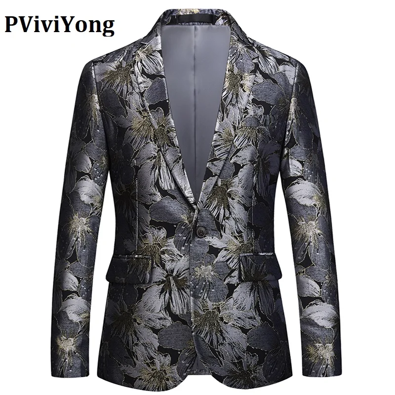 Бренд PViviYong,, высококачественный мужской костюм, топ, для банкета, вечерние, для мужчин, Блейзер, стирать и носить, деловой костюм, пиджак, мужское пальто, 8615 - Цвет: Серый