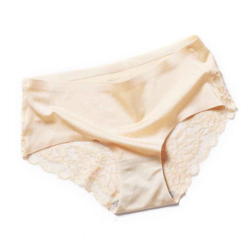 Бесшовные трусики XXXL нижнее белье Для женщин сексуальный Ice Silk трусики для девушек размера плюс женской модной обуви кружева спандекс трусы с низкой талией Панталоны