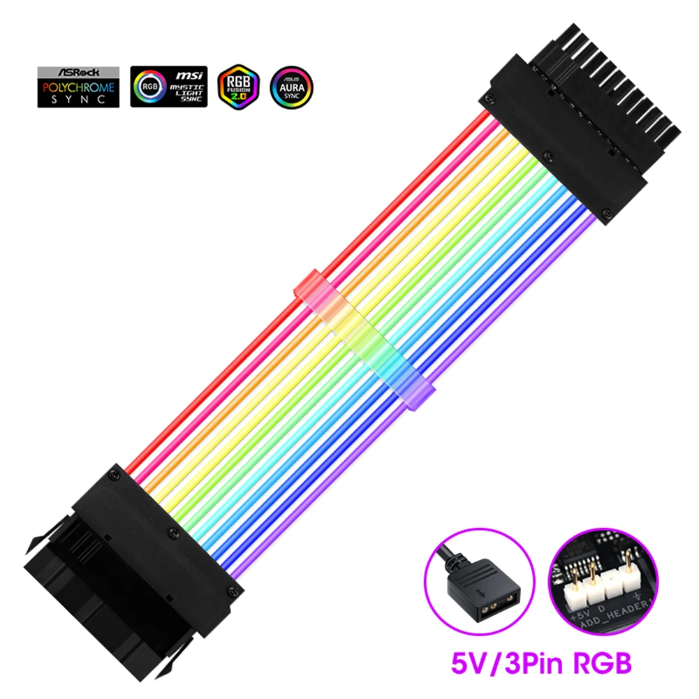 Câbles d'alimentation RGB adressables, rallonge, composants internes pour PC,  connecteur de carte mère, alimentation haute puissance - AliExpress