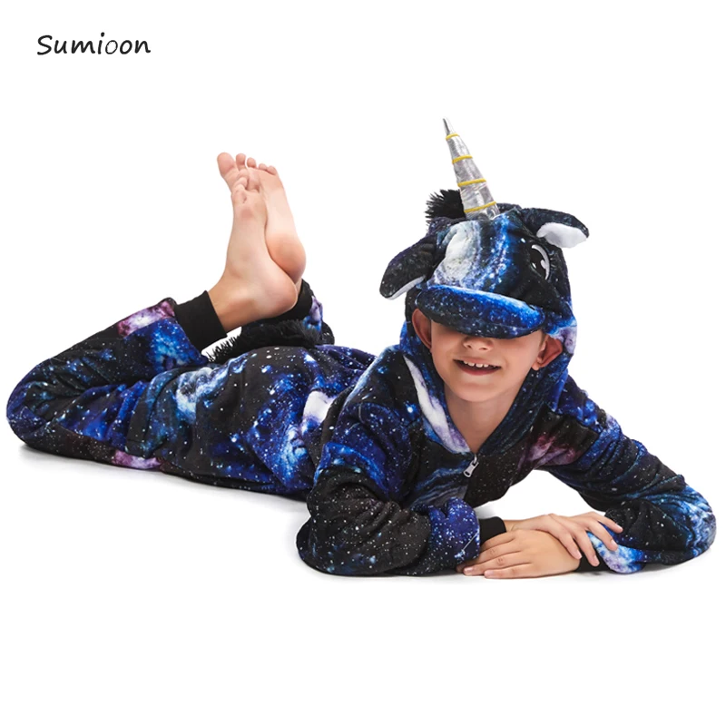 Kigurumi Onesie Kids Sleepwear Animal Unicorn Pajamas Cartoon Lion Girls Boys Party Clothing Cosplay Jumpsuit Child Costumes