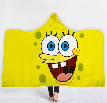 

SpongeBob Anime Character Hooded Blanket Adult colorful child Sherpa Fleece Wearable Blanket Microfiber Bedding style-4