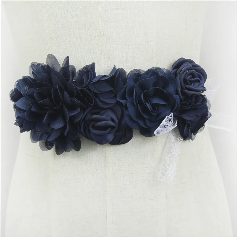 Hochwertiger rosa Chiffon-Blumenbund, handgefertigt, Perlen, Blumenmuster, Umstandsgürtel, Hochzeitskleid, Schärpe, niedliche Accessoires für Frauen – Detail 15