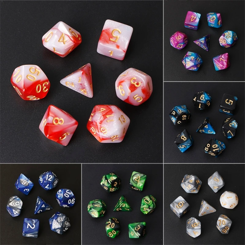 7 шт./компл. акриловые полигедрические игральные кости для TRPG настольной игры D4 D20