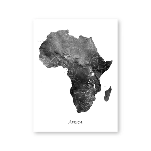 Africa-map-posters-and-prints-map-travel-wall-art-canvas-painting-gray-black-white-living-room (3)
