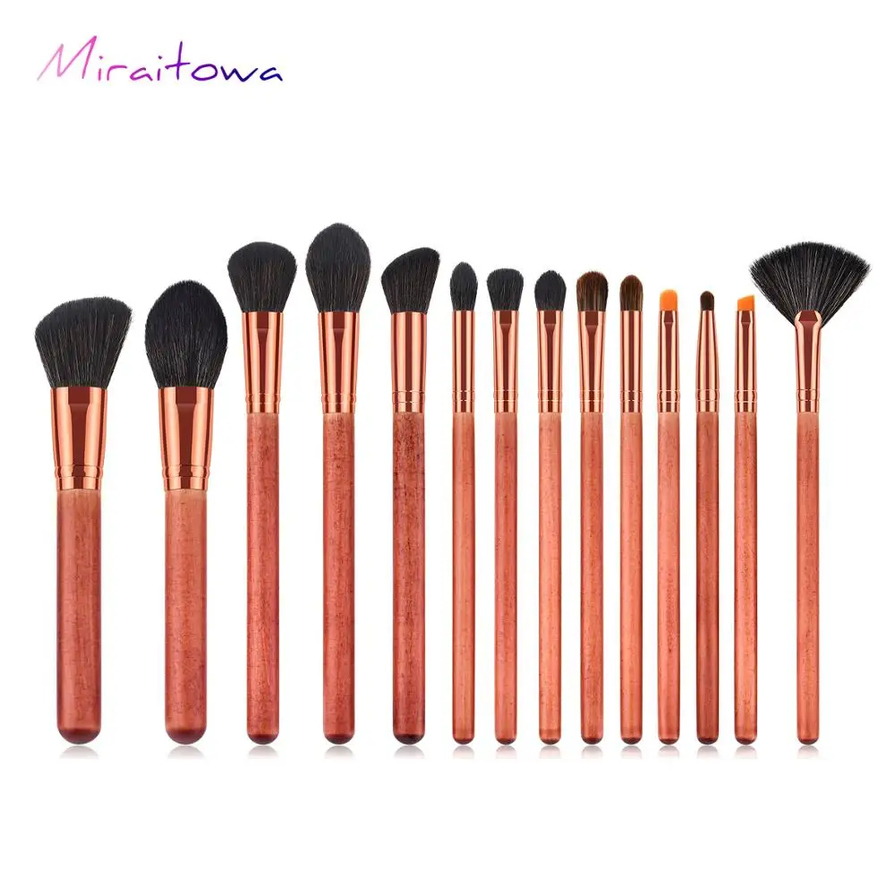 New 14 PCs Wooden Makeup Brushes Set Hot Selling Red Wood Portable Multifunctional Cosmetic Makeup Brush Make Up Tools - Handle Color: T-14-006