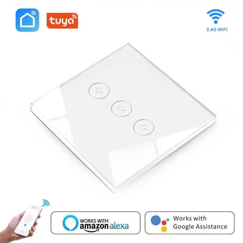 

Wifi Switch Touch Smart Light Switch Panel Wall 3 Gang App Voice Control with Google Home alexa amazon automation for Smart Home