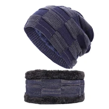 Комплект из 2 предметов, зимняя шапочка-шарф, теплая вязаная шапка, толстая вязаная шапка с черепом для мужчин и женщин, зимняя шапка унисекс, вязаная шапка s, 12 цветов