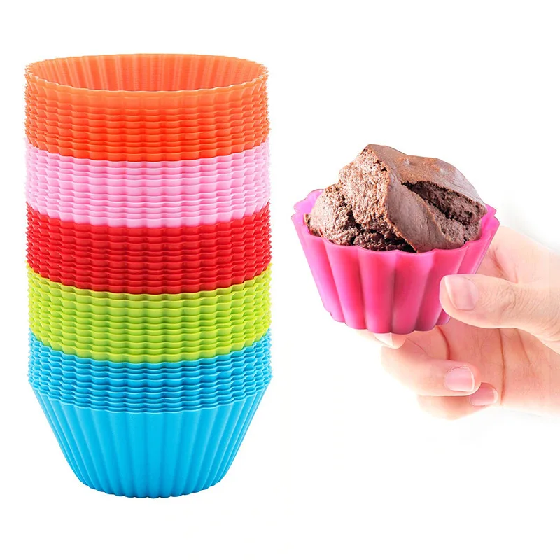 Silicone Muffin Cup Circular 7cm Cake Cup 9 Colors Bakery Silica Gel Mold Egg Tart Mould Cake Mould