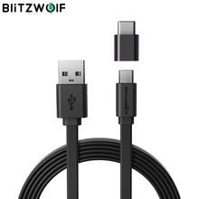 Blitzwolf BW-MT2 2 в 1 микро USB плоский кабель передачи данных для быстрой зарядки с адаптером типа C для Xiaomi для samsung S10 huawei mate 30