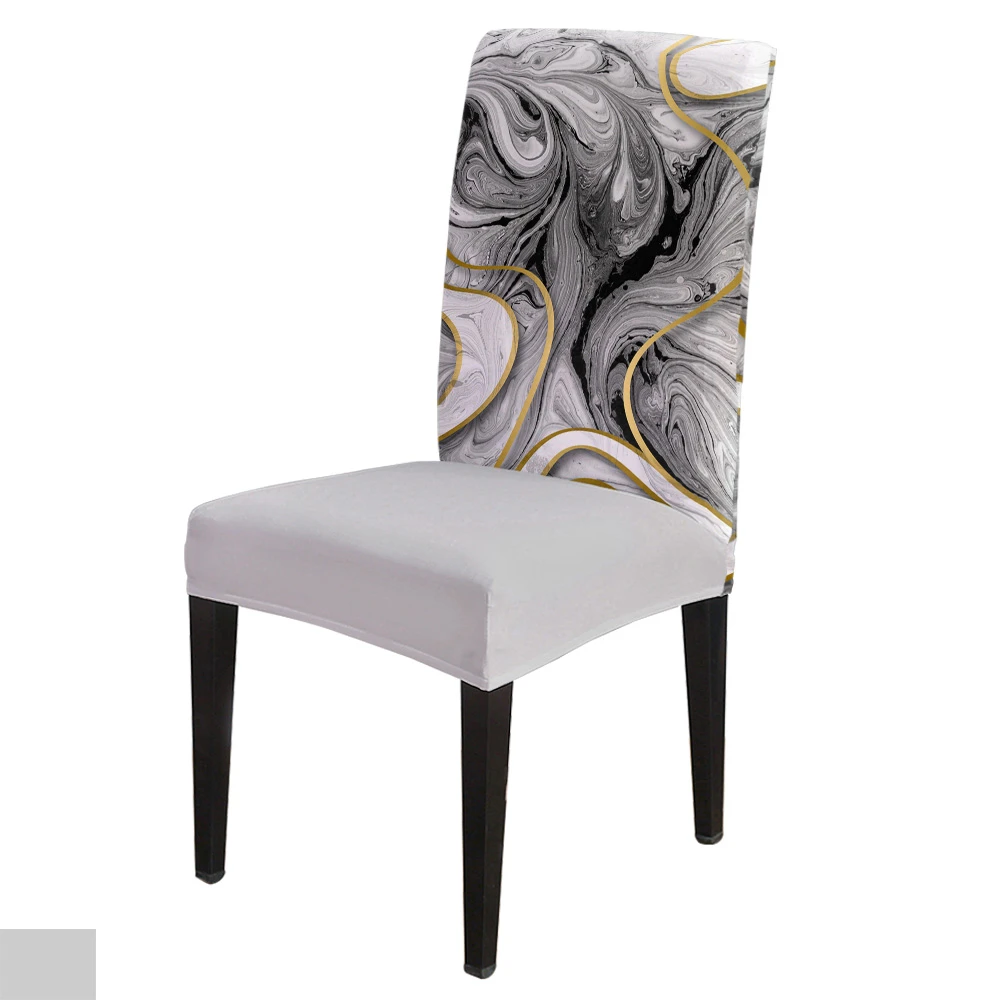 Grey Marble Texture Abstract Gold Dining Chair Covers Spandex Elastic Printing Chair Covers Hotel Kitchen Wedding Supplies Chair Cover Aliexpress