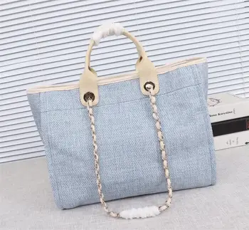 

2020 new women hand bags famous brand designer totes fashion embroider canvas chains Beach bags free shipping