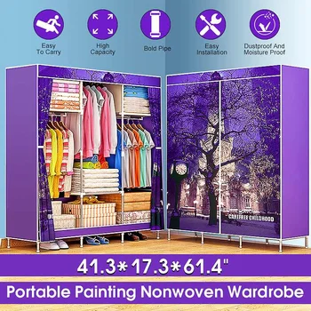 

Multi-purpose Non-woven Cloth Wardrobe Fabric Closet Portable Folding Dustproof Waterproof Clothing Storage Cabinet Furniture