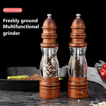 

8 Inch Pepper Grinder And Salt Pepper Mill Grinder Wooden Seasoning Muller Spice Milling Gadget Manual Utensils For Kitchen Tool