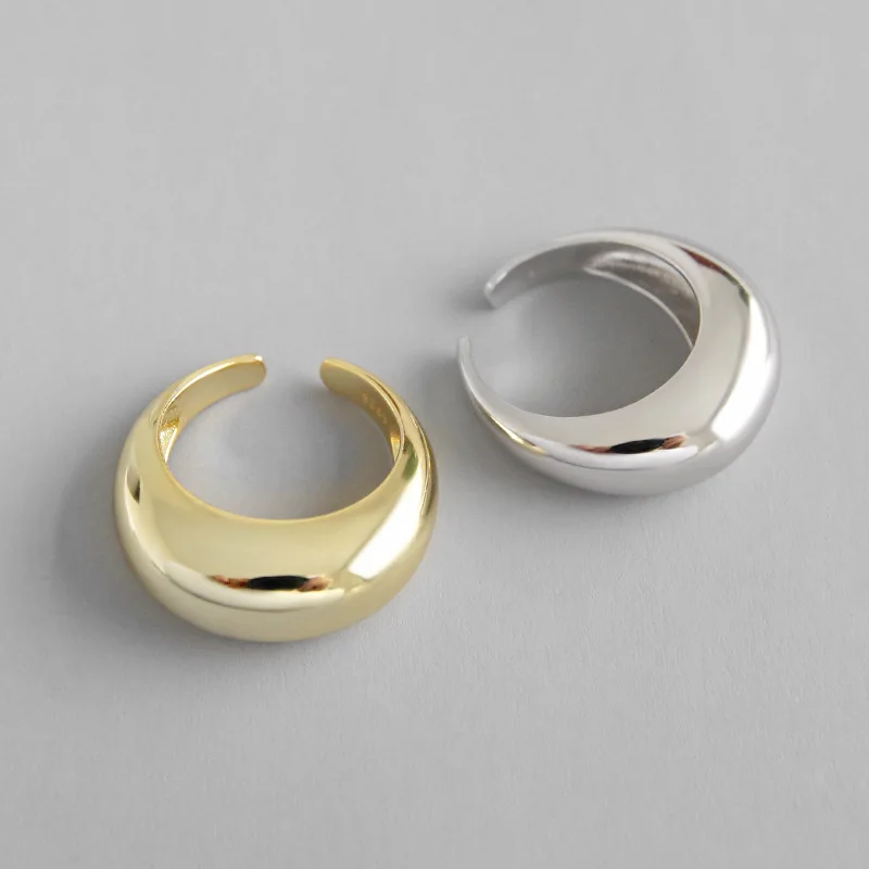 GHIDBK Стерлинговое Серебро 925 пробы, Золотое толстое Открытое кольцо с куполом s, Крутое минималистичное массивное кольцо с куполом, классическое смелое кольцо невесты