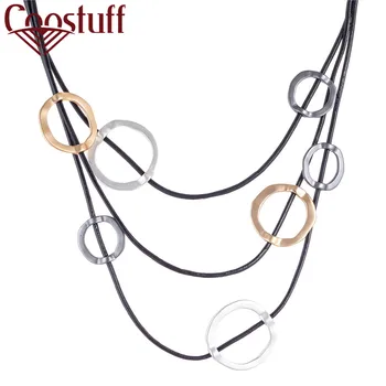 

necklaces & pendants Jewelry for Women Chokers Circle 3 Layers VIntage Jewellery Fashion Trendy Chunky Choker Colar Black Chains