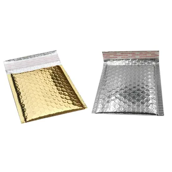 

80Pcs Bubble Postage Shipping Bags Envelopes Package Birthdays Bright Surface Gifts Bag 15X13Cm+4Cm, 40Pcs Silver & 40Pcs Gold
