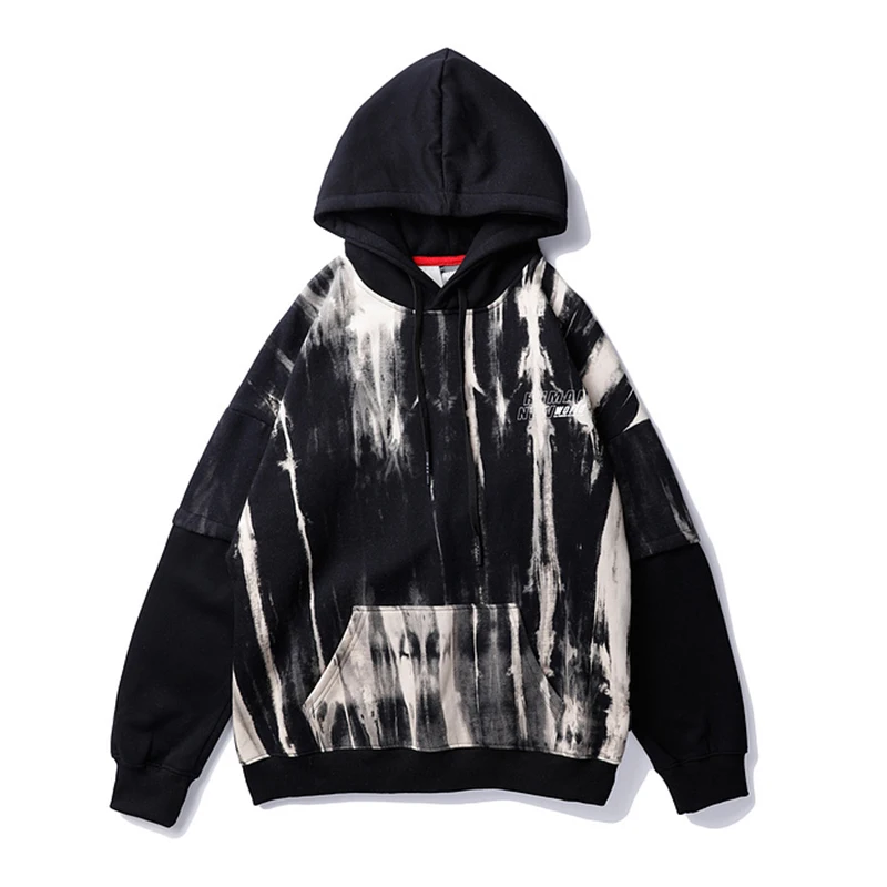 Plegie/мужские топы с капюшоном из флиса с принтом «Tie Dye», хипстерский Повседневный пуловер с капюшоном, уличная Мужская толстовка в стиле хип-хоп, большие размеры, цветные свитшоты
